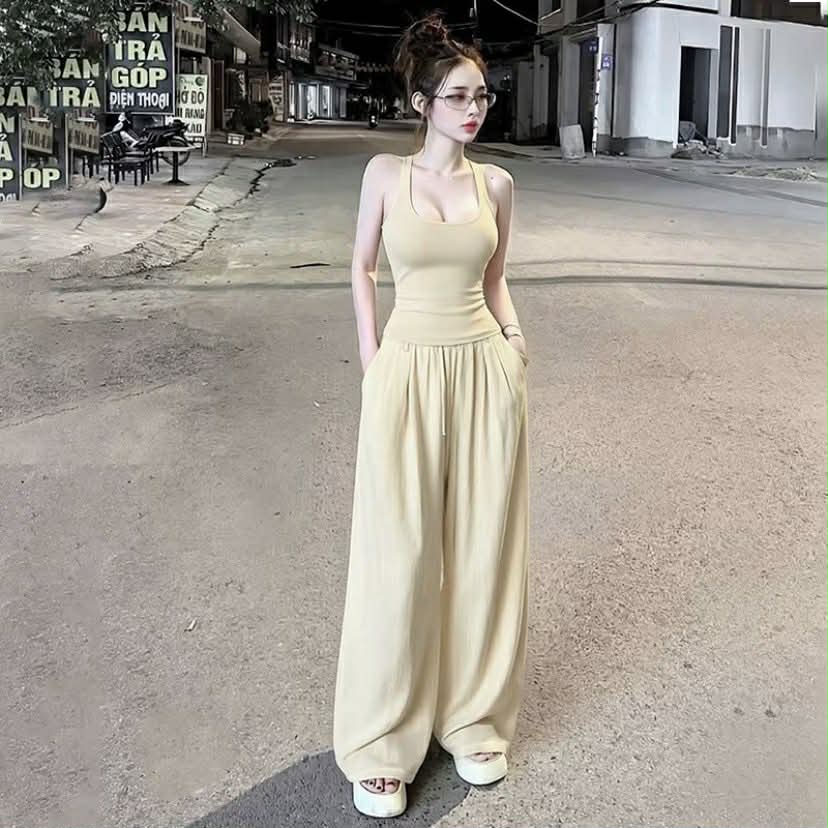 Vien Suit Halter Top Wide-Leg Pants (BUY 1 TAKE 1)
