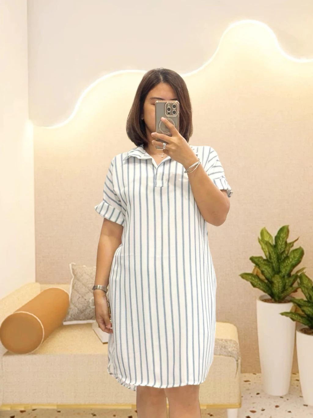 Belinda Striped Casual Polo Dress