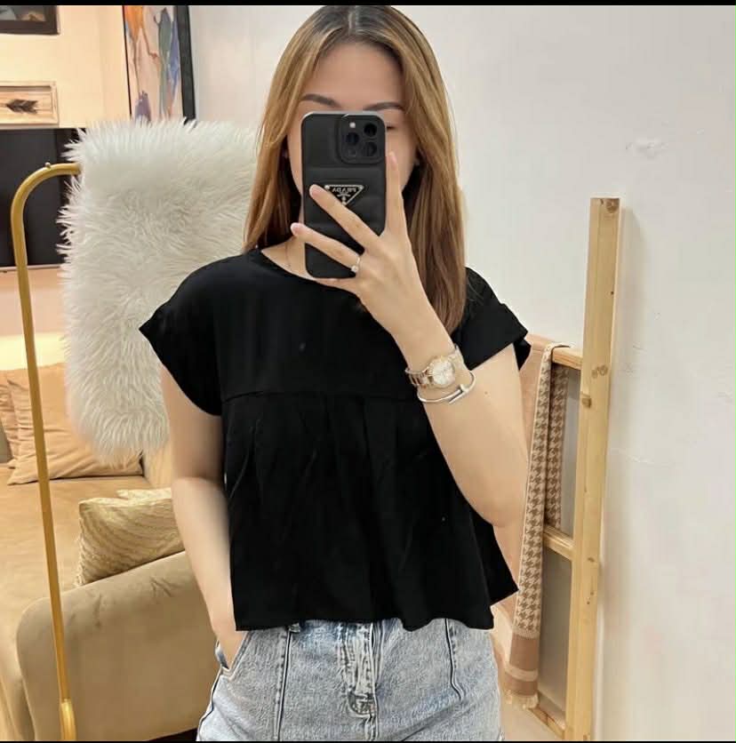 LARA LINEN RUFFLE SEMI CROPTOP (BUY 1 TAKE 1)