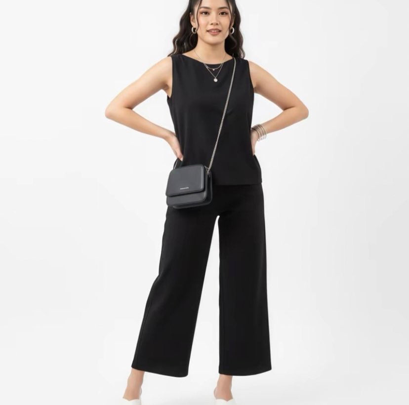 THEA COORDS Soft Linen Sleeveless Blouse and High Waist Wide Pants  (BUY 1 TAKE 1)