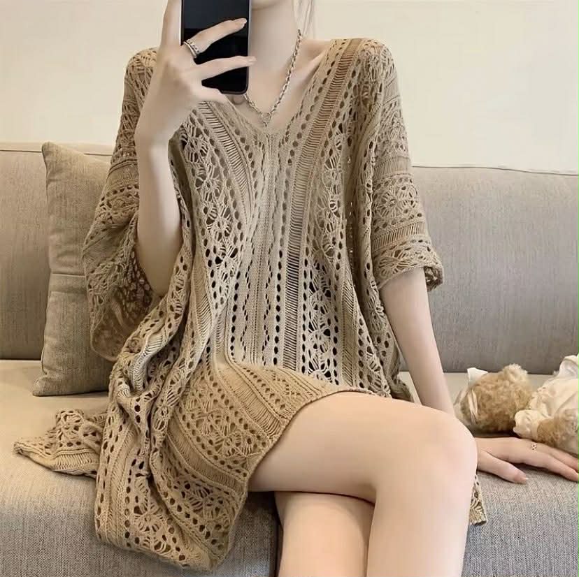 MISSY Cover Up V-neck & Side Drawstring Crochet (BUY 1 TAKE 1)