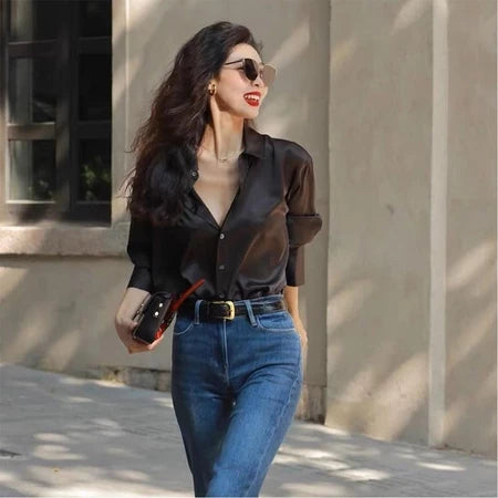 YESHA SATIN LONG SLEEVE TOP BUY 2 TAKE 1 FREE
