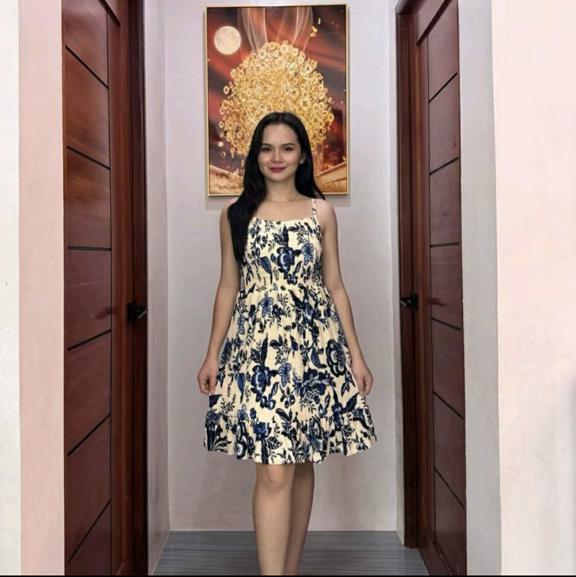 SMOCKING SOFT BARK CREPE DRESS (BUY 1 TAKE 1)