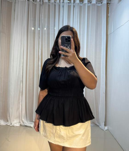 COTTON LINEN PEPLUM TOP (BUY 1 TAKE 1)