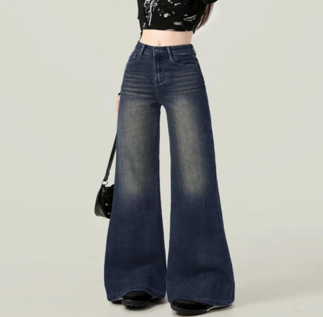 KOREAN DENIM FLARE WIDELEG PANTS  (BUY 1 TAKE 1)