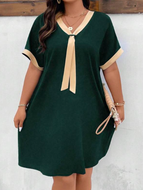 TWO TONE PLUS SIZE DRESS (BUY 1 TAKE 1)