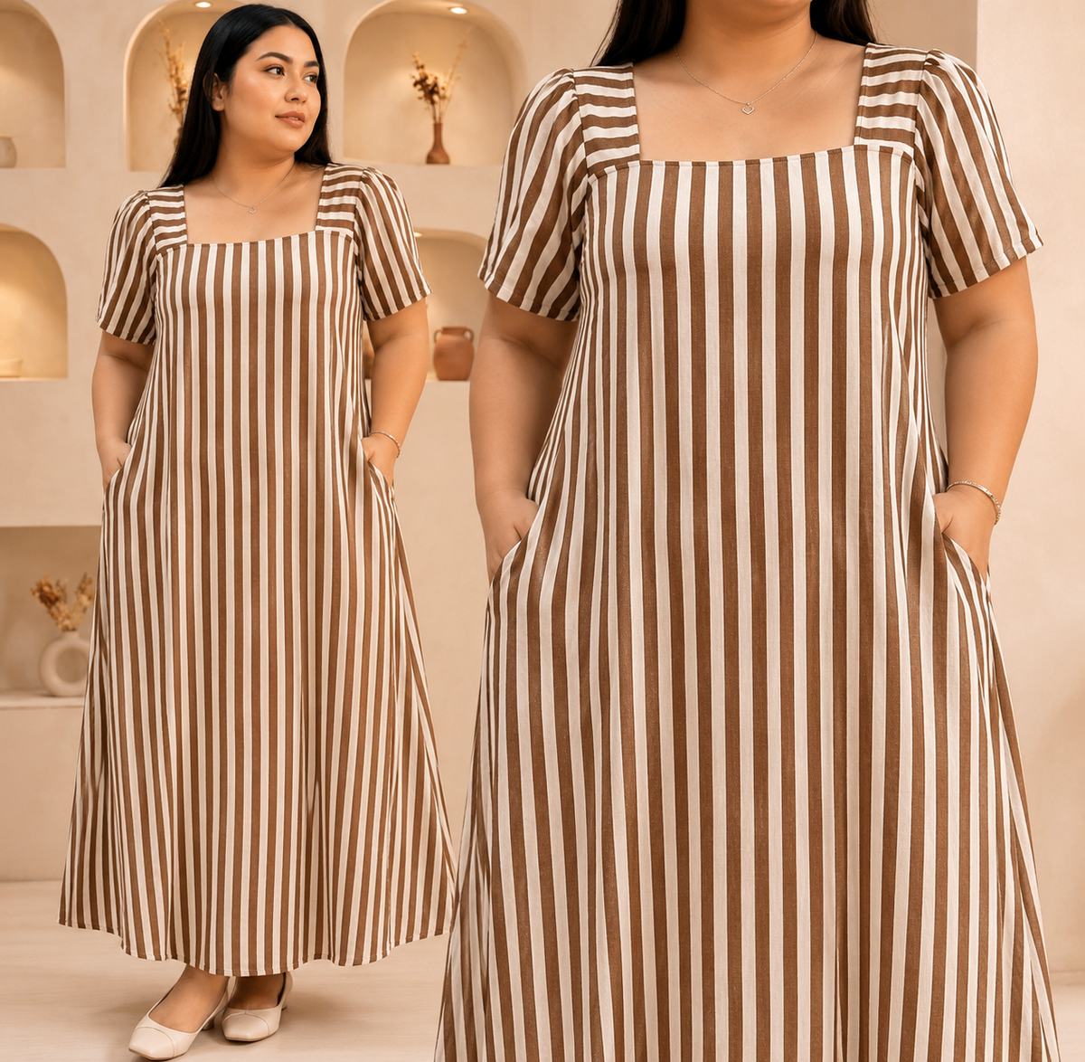 PUFFSLEEVES MAXI DRESS ( BUY 1 TAKE 1 )