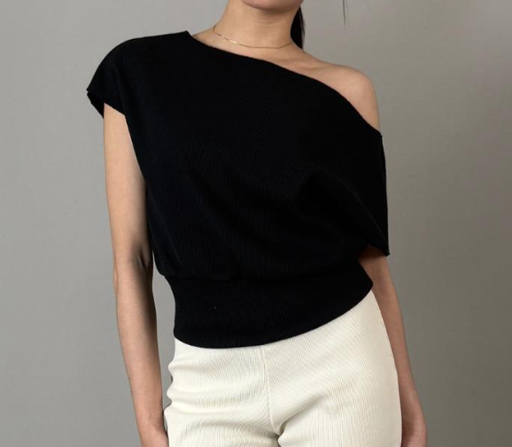 CRISSA ASSYMETRIACL KNITTED COTTON TOP (BUY 2 TAKE 1)