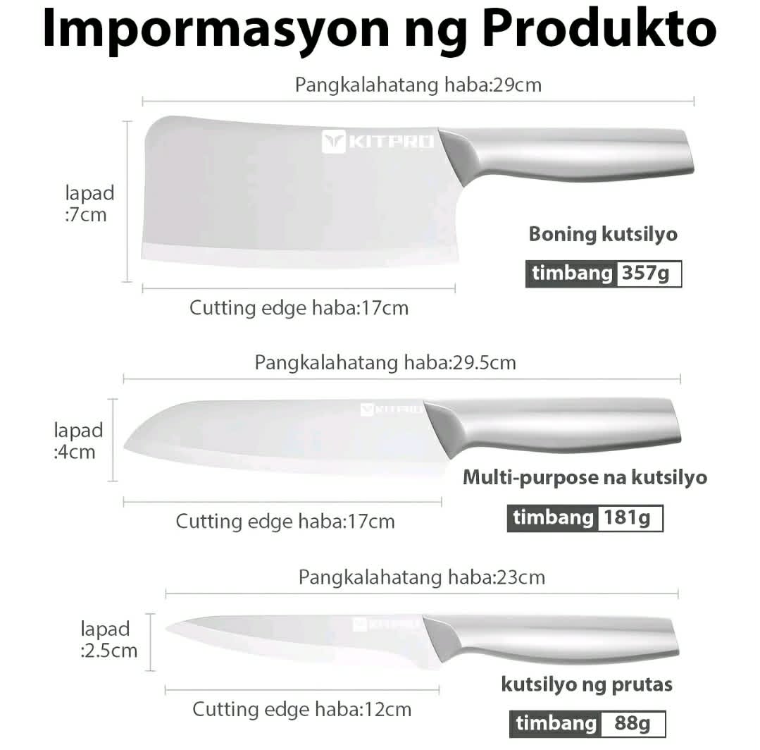 STAINLESS STEEL THREE PEICE KNIFE SET (70%  OFF)