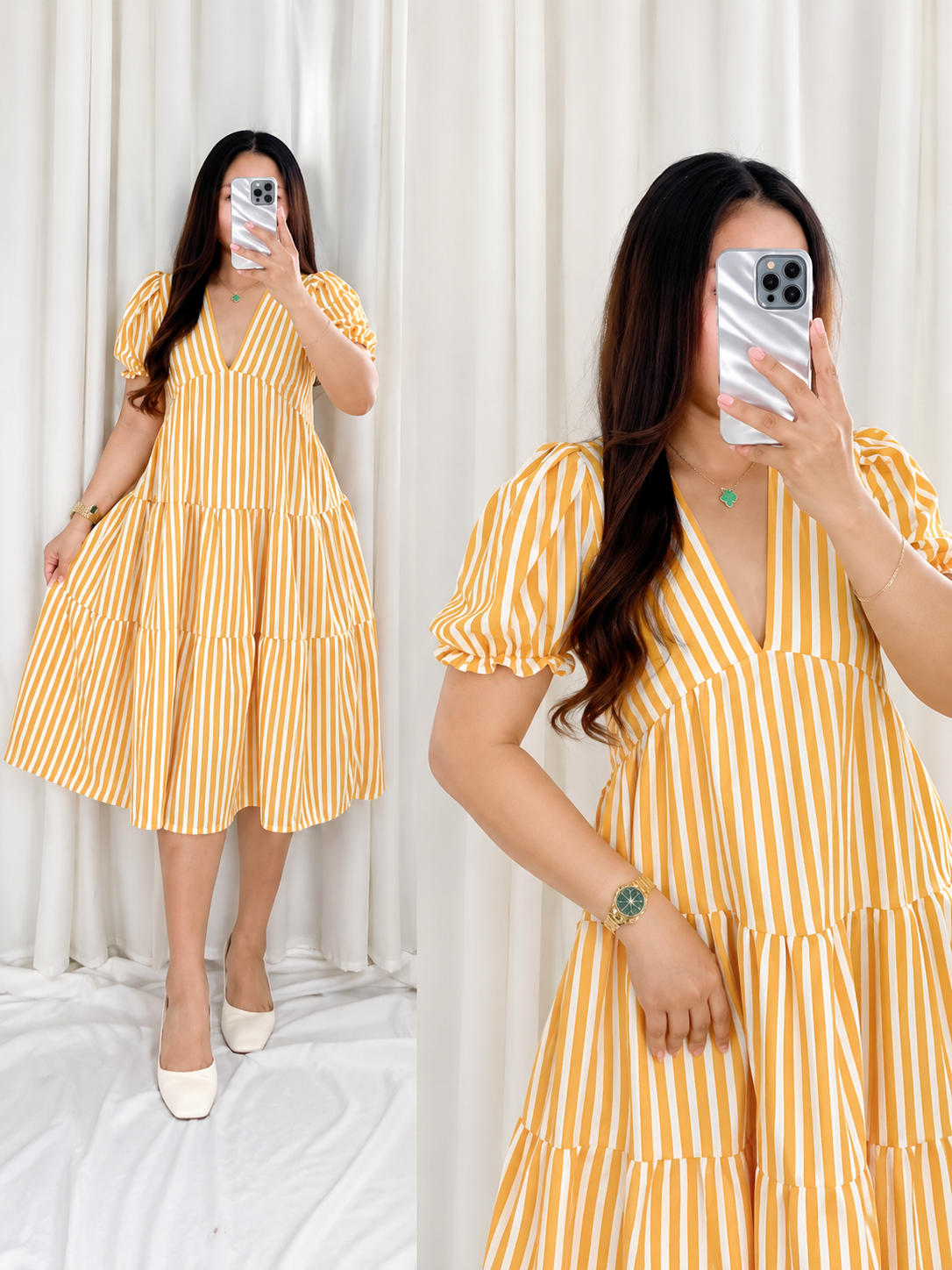 VICTORIA V-NECK STRIPE MAXI DRESS