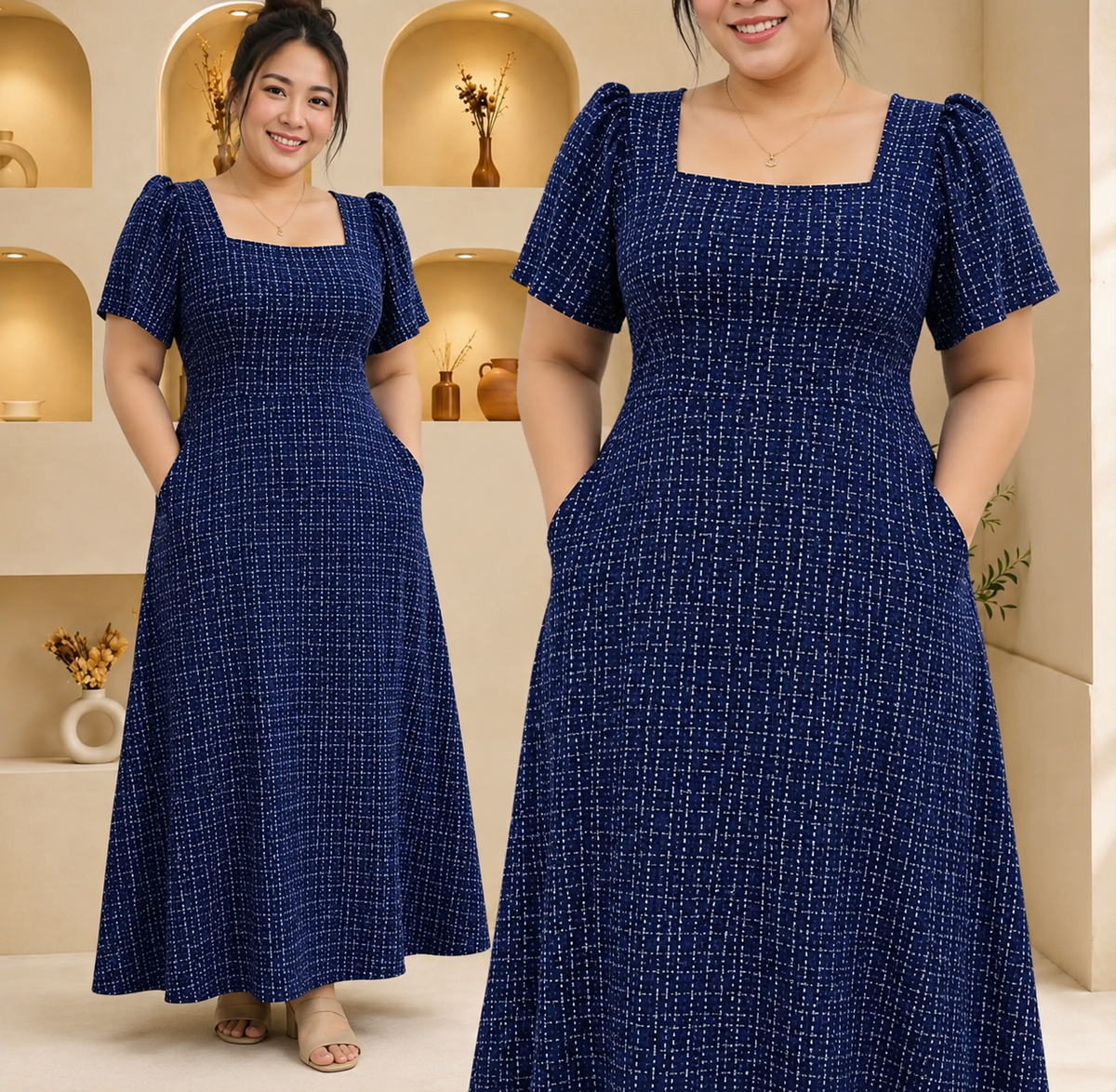 PUFFSLEEVES MAXI DRESS ( BUY 1 TAKE 1 )