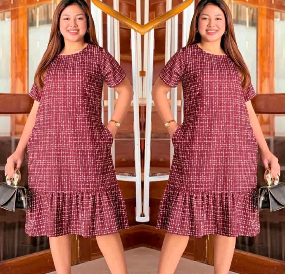 LOVELY ROUND NECK MIDI DRESS ( BUY 1 TAKE 1 )