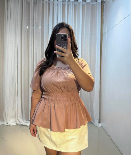 COTTON LINEN PEPLUM TOP (BUY 1 TAKE 1)