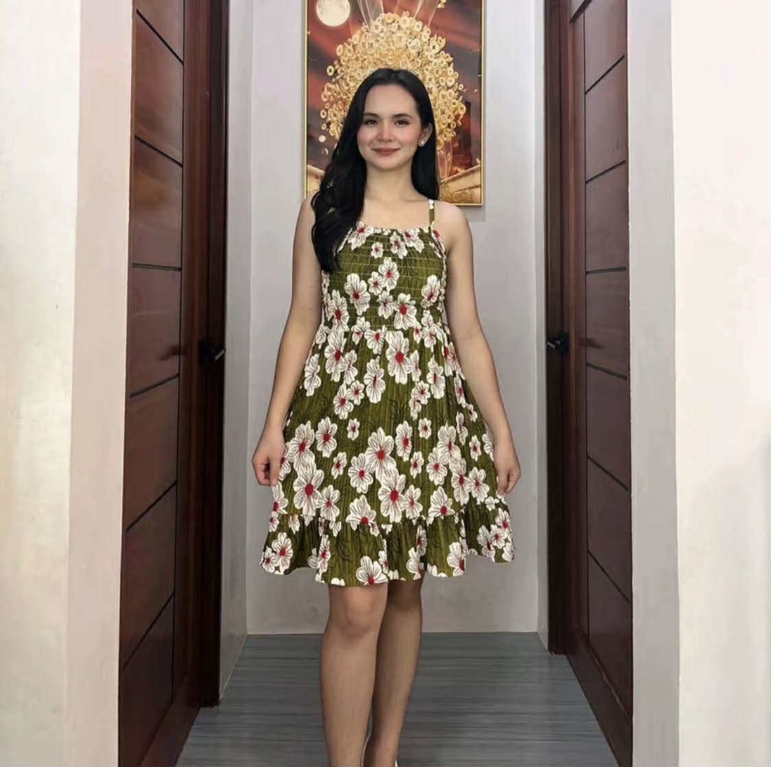 SMOCKING SOFT BARK CREPE DRESS (BUY 1 TAKE 1)