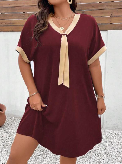 TWO TONE PLUS SIZE DRESS (BUY 1 TAKE 1)