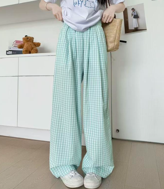 KOREAN CHECKED WIDE LEG PANTS (BUY 1 TAKE 1)