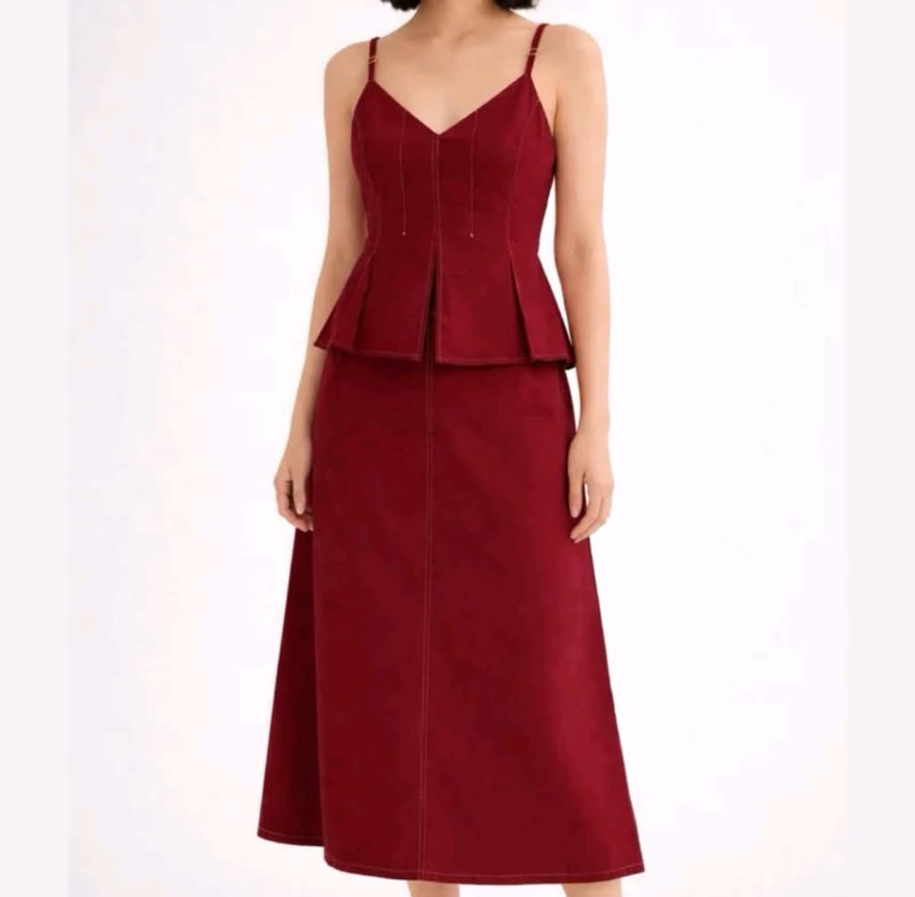 COTTON LINEN PEPLUM TERNO ( 70% OFF )