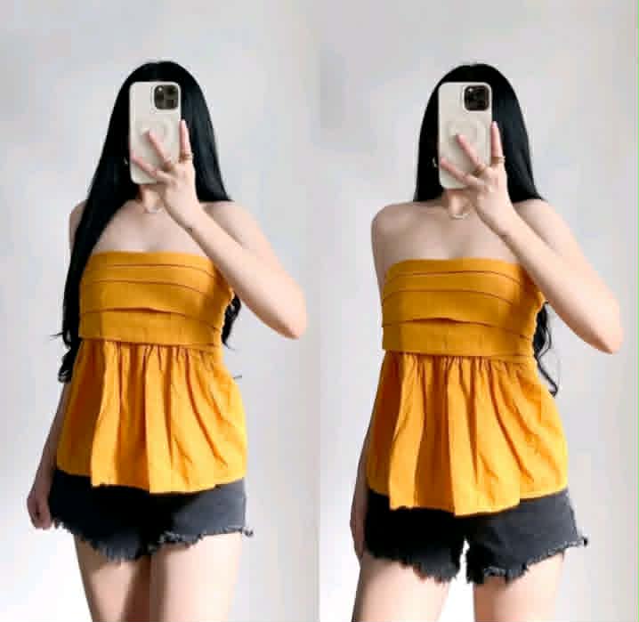 KISHA COTTON LINEN TUBE TOP FOR WOMEN