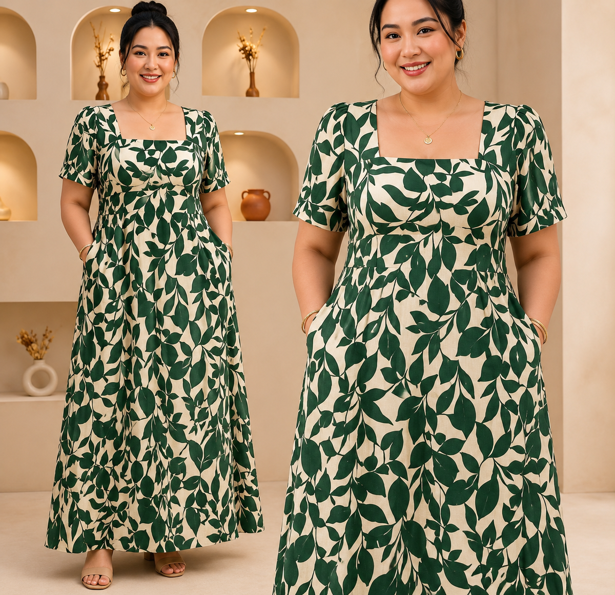 PUFFSLEEVES MAXI DRESS ( BUY 1 TAKE 1 )