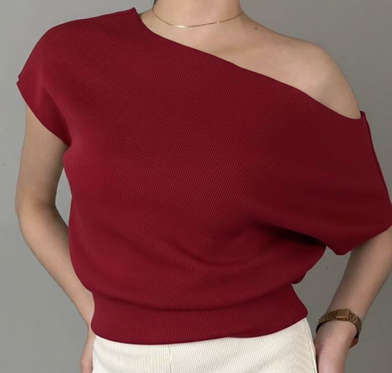 CRISSA ASSYMETRIACL KNITTED COTTON TOP (BUY 2 TAKE 1)