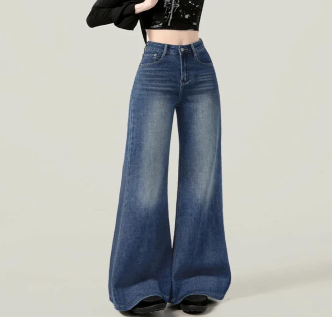 KOREAN DENIM FLARE WIDELEG PANTS  (BUY 1 TAKE 1)