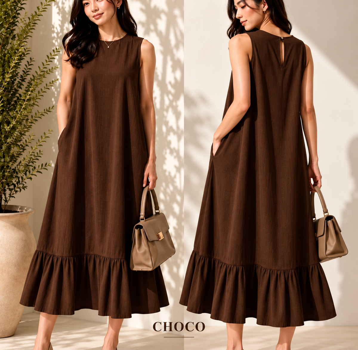 RUFFLES COTTON LINEN DRESS (BUY 1 TAKE 1)