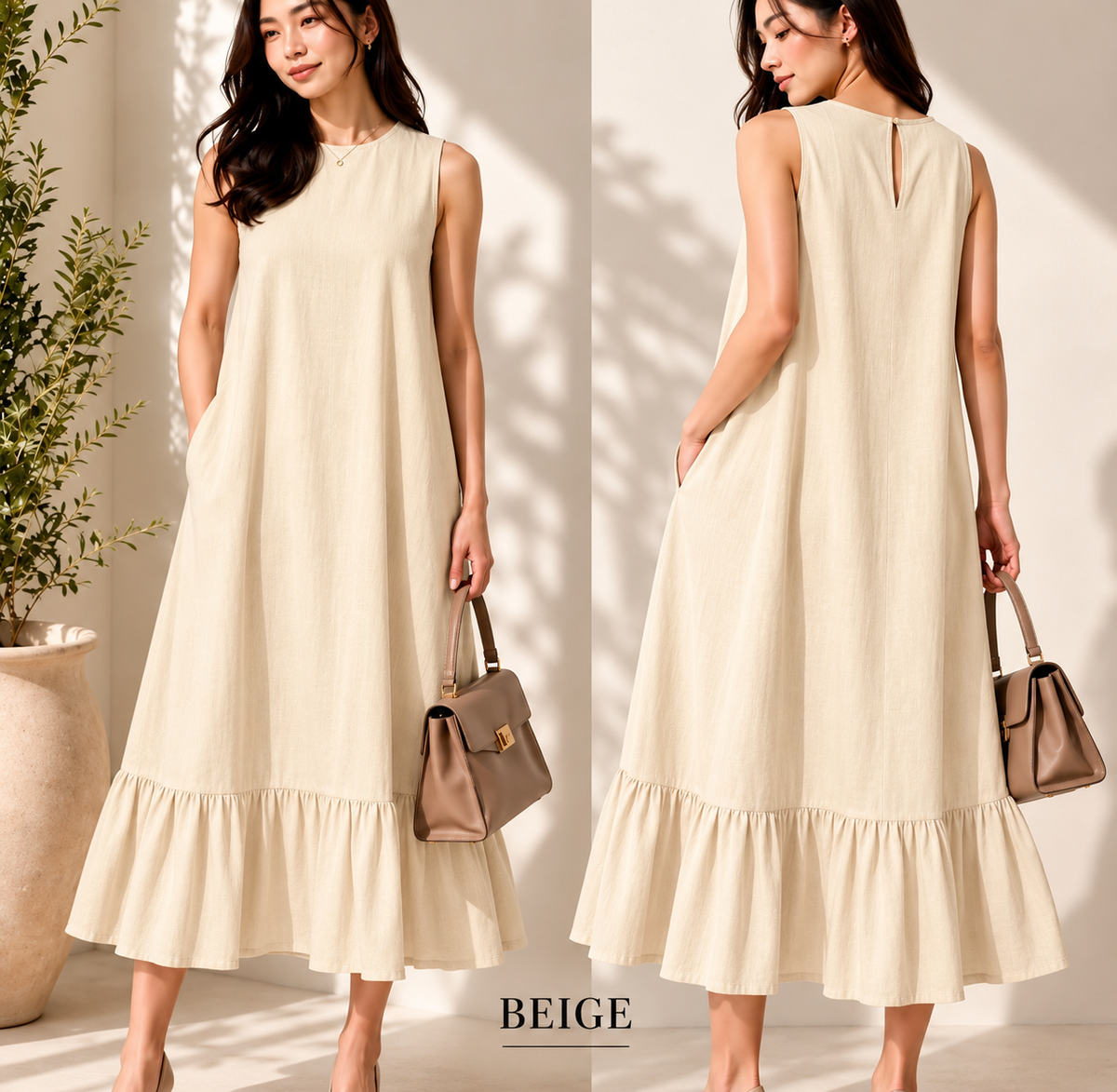 RUFFLES COTTON LINEN DRESS (BUY 1 TAKE 1)