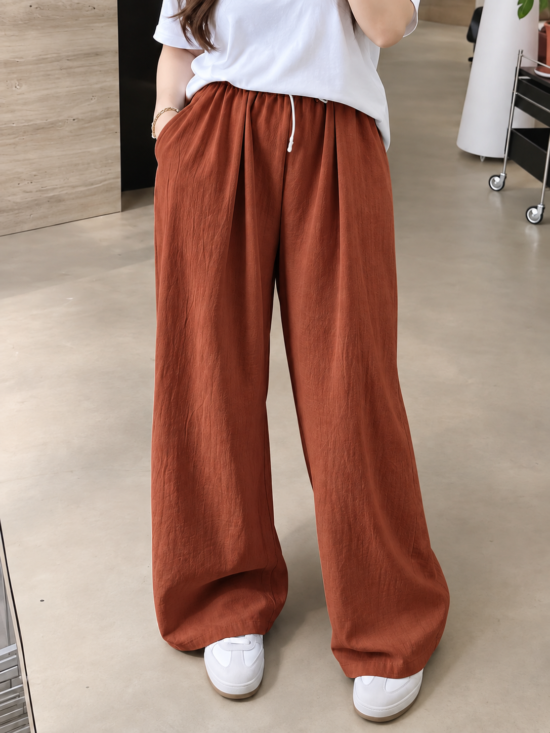 GARTERIZED WIDE LEG TROUSER ( BUY 1 TAKE 1 )