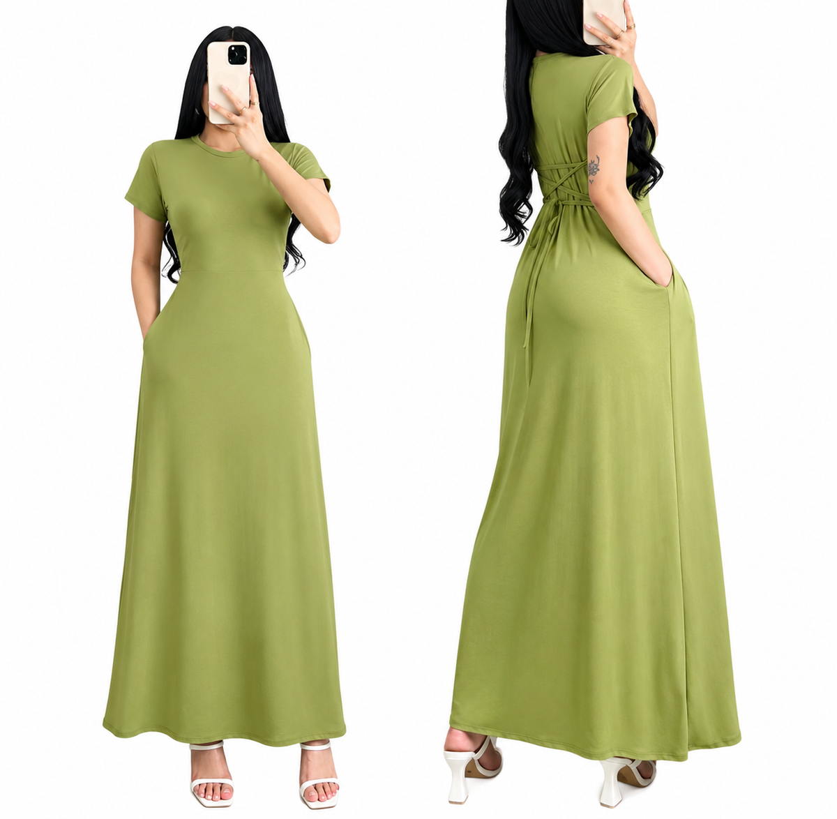 ROUND NECK MAXI DRESS ( BUY 1 TAKE 1 )