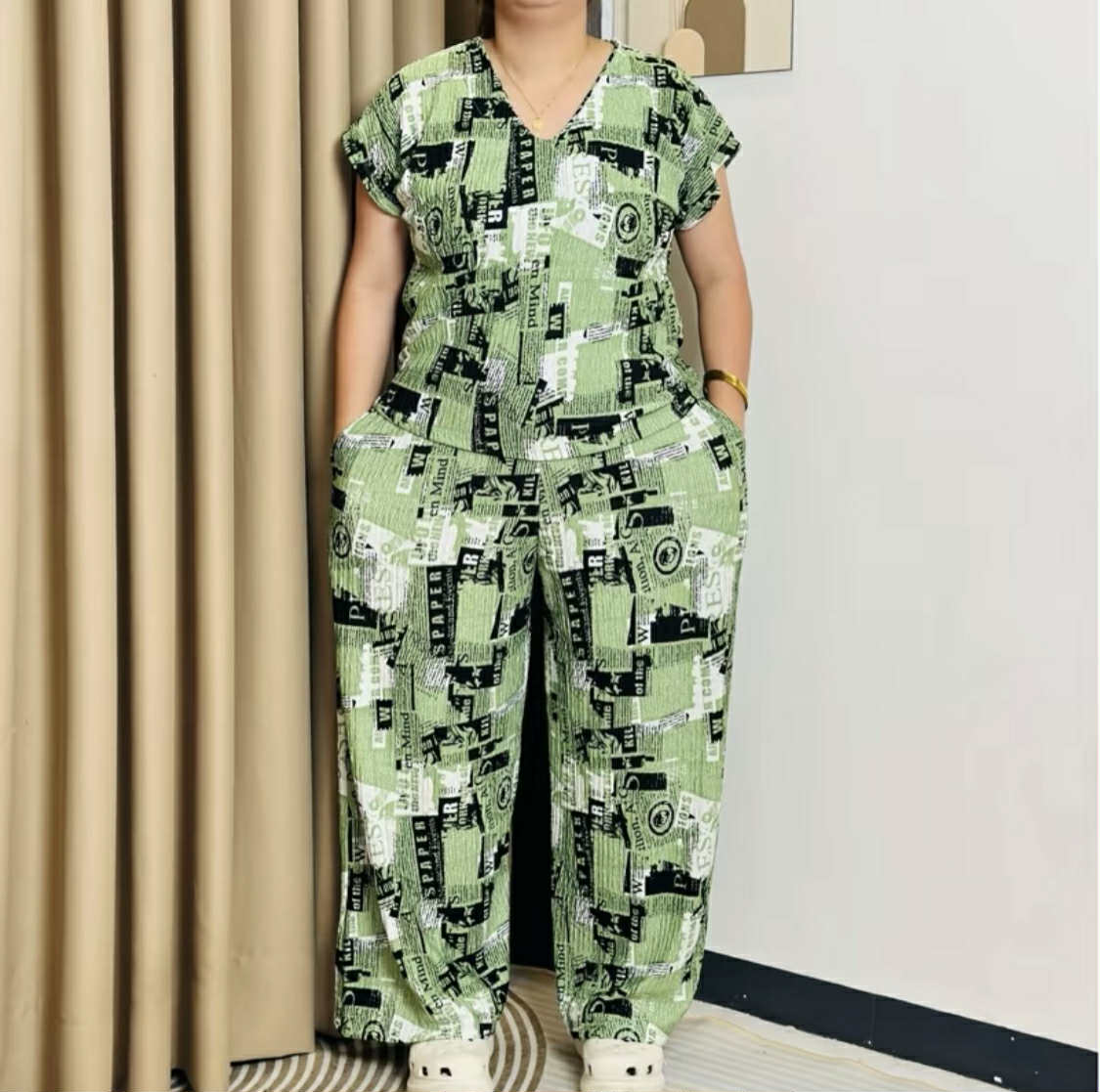 V-NECK TOP&PANTS COORDS (BUY 1 TAKE 1)