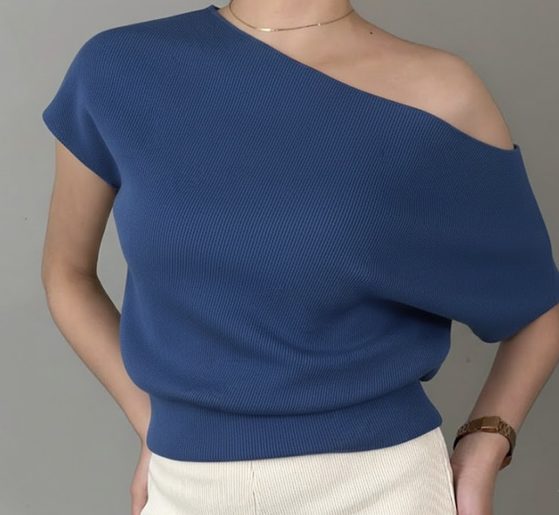 CRISSA ASSYMETRIACL KNITTED COTTON TOP (BUY 2 TAKE 1)