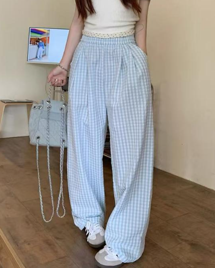 KOREAN CHECKED WIDE LEG PANTS (BUY 1 TAKE 1)