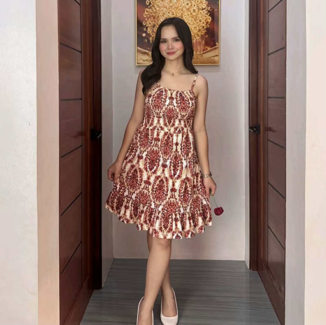 SMOCKING SOFT BARK CREPE DRESS (BUY 1 TAKE 1)
