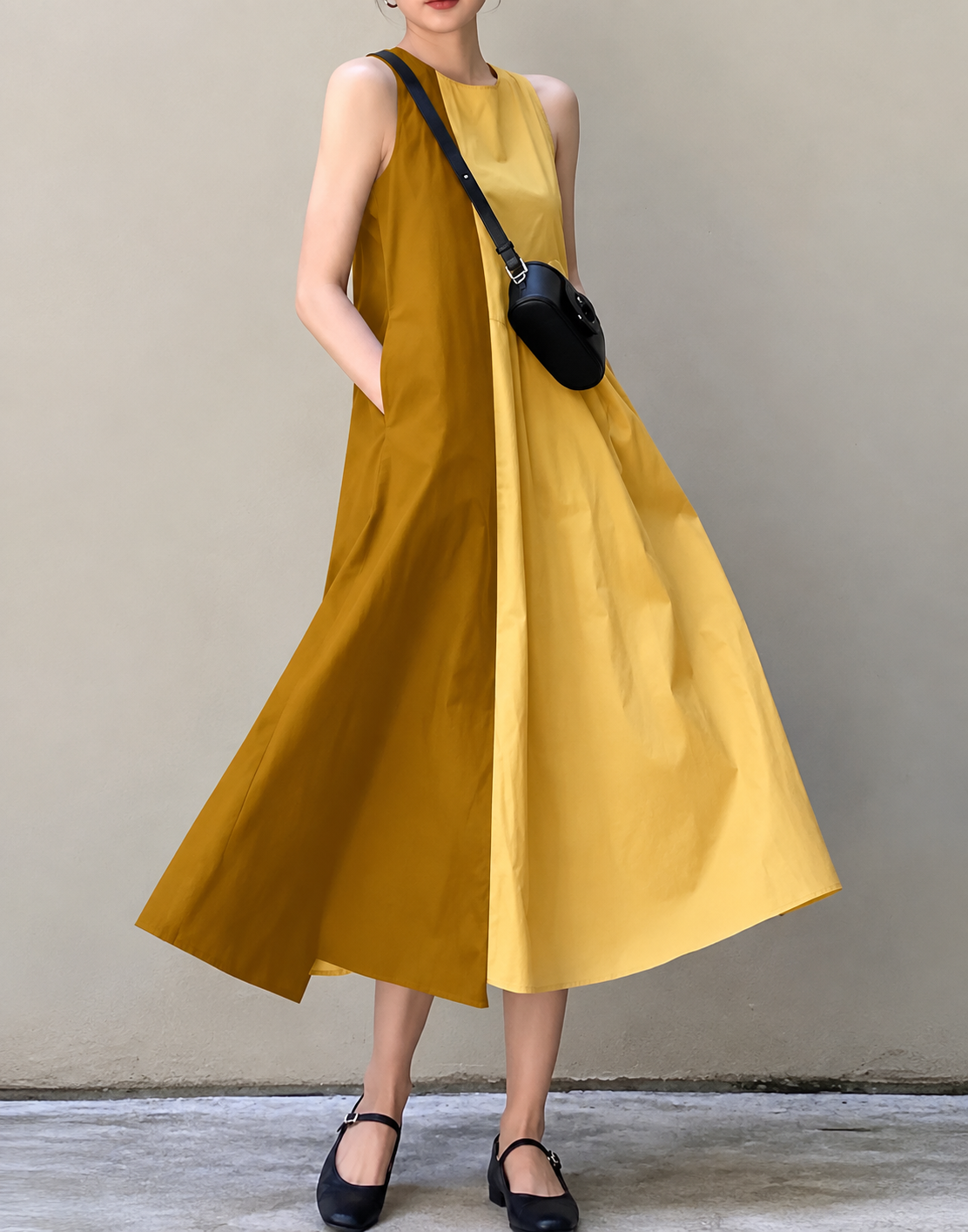RHAKI SLEEVELESS DRESS ( 70% OFF )