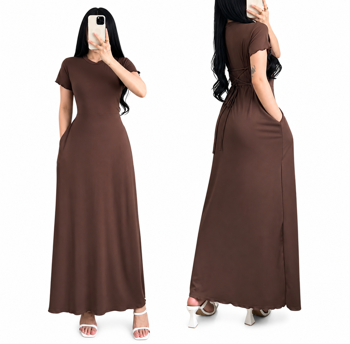 ROUND NECK MAXI DRESS ( BUY 1 TAKE 1 )