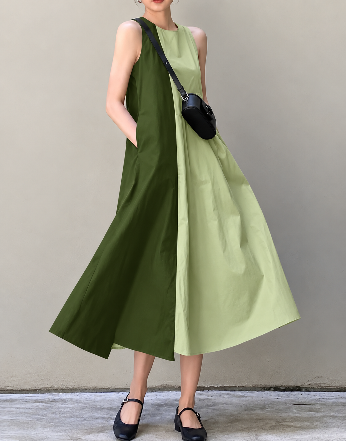 RHAKI SLEEVELESS DRESS ( 70% OFF )