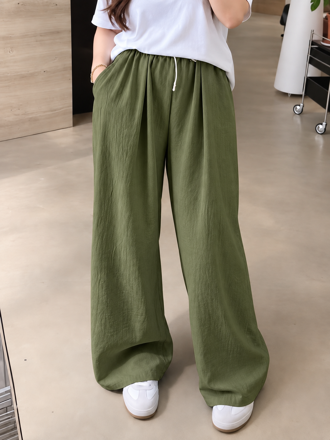 GARTERIZED WIDE LEG TROUSER ( BUY 1 TAKE 1 )