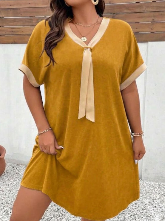 TWO TONE PLUS SIZE DRESS (BUY 1 TAKE 1)