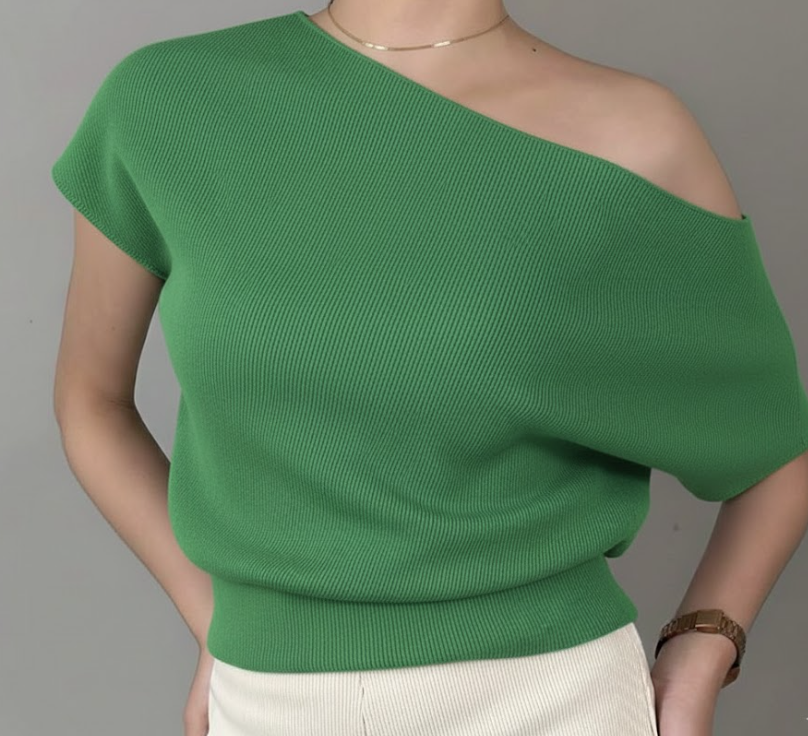 CRISSA ASSYMETRIACL KNITTED COTTON TOP (BUY 2 TAKE 1)