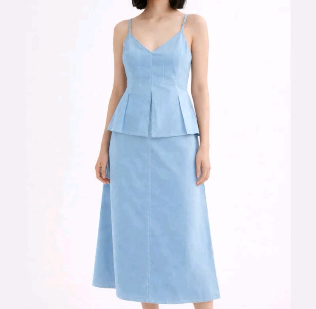 COTTON LINEN PEPLUM TERNO ( 70% OFF )