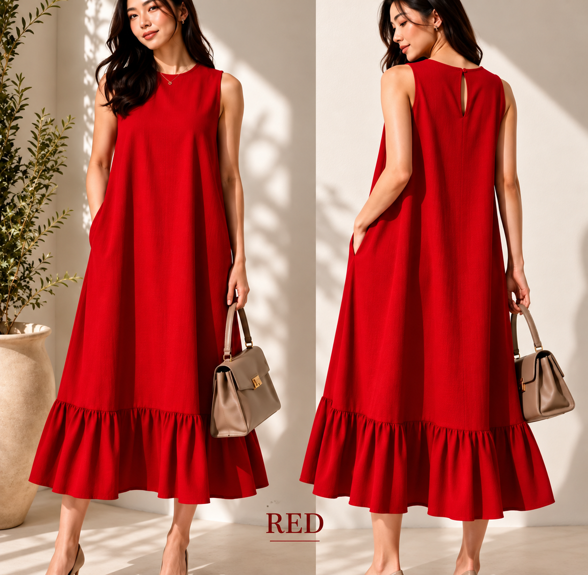 RUFFLES COTTON LINEN DRESS (BUY 1 TAKE 1)