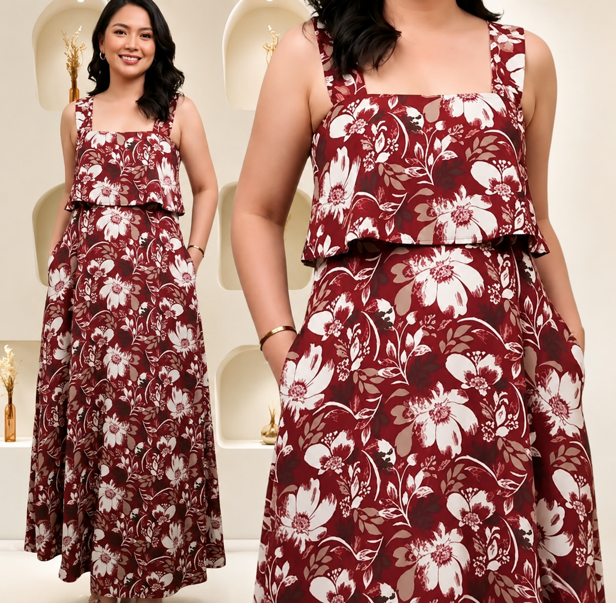 SOFT CREPE MAXI DRESS ( BUY 1 TAKE 1 )