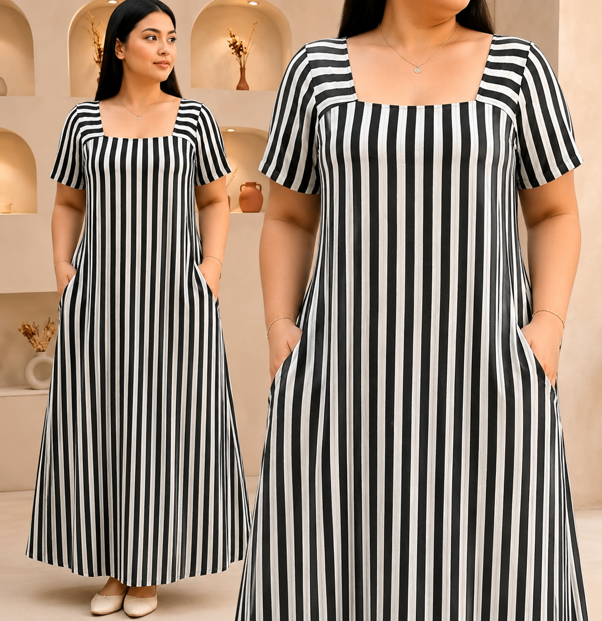 PUFFSLEEVES MAXI DRESS ( BUY 1 TAKE 1 )
