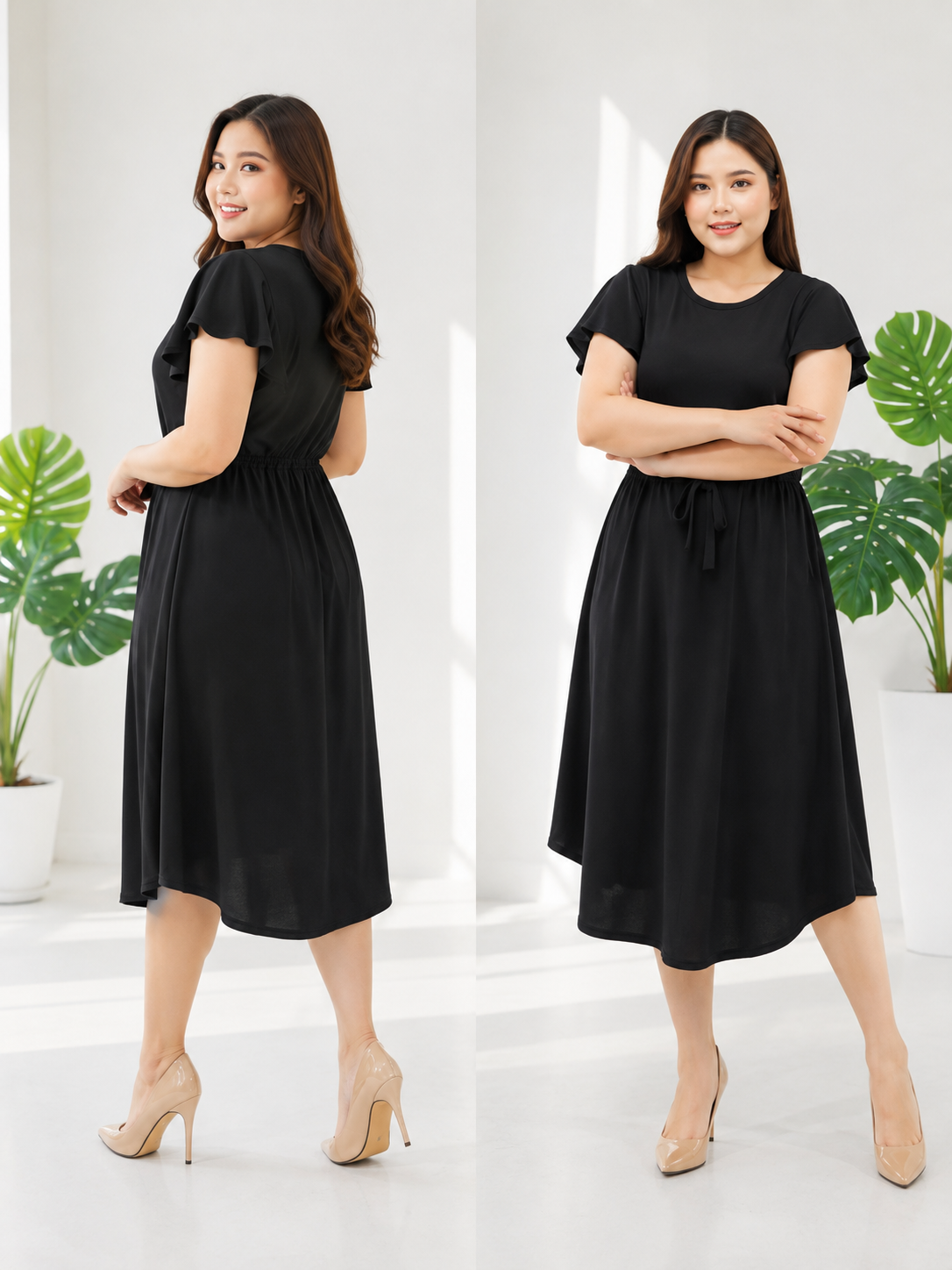 CELINA TIE-FRONT MIDI DRESS