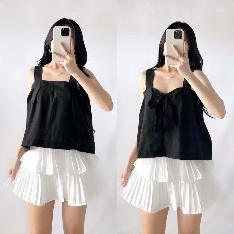 Luna Ribbon Linen Top