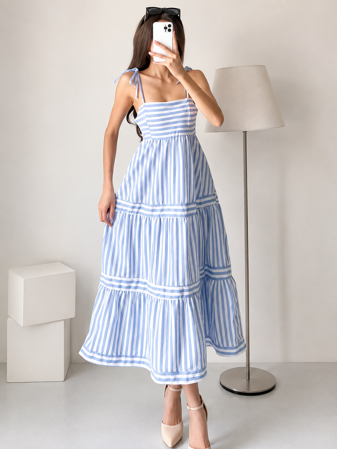 CLASSIC STRIPE TIERED MAXI DRESS