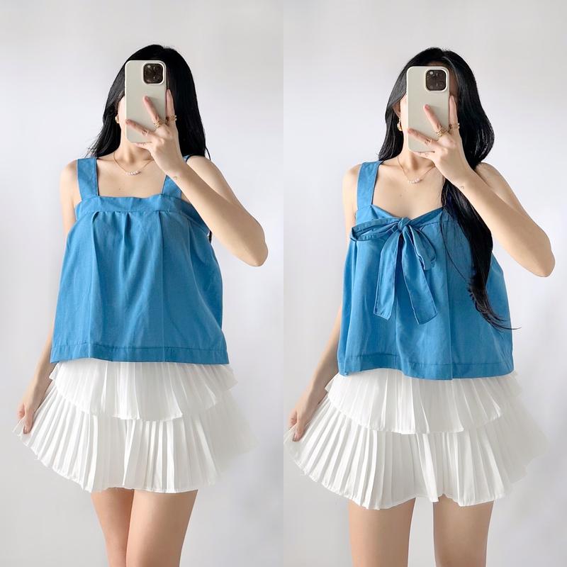 Luna Ribbon Linen Top
