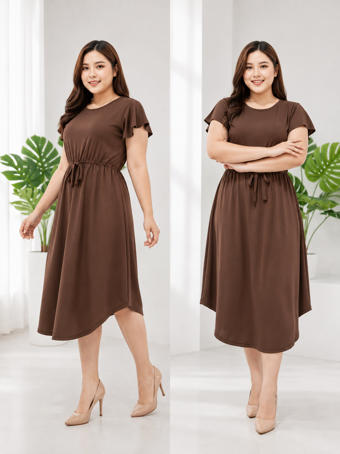 CELINA TIE-FRONT MIDI DRESS