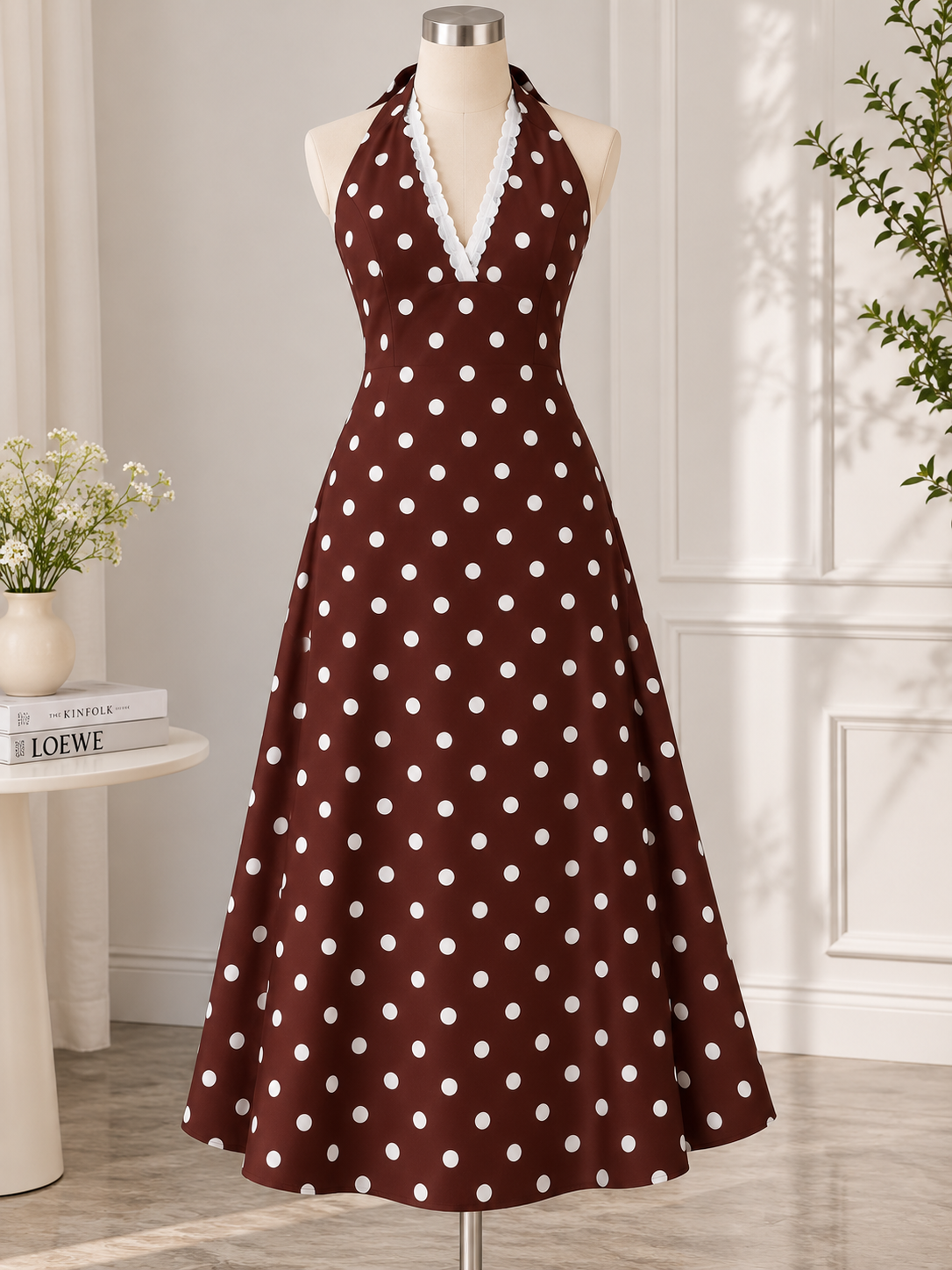 BELLA POLKA-DOT HALTER DRESS