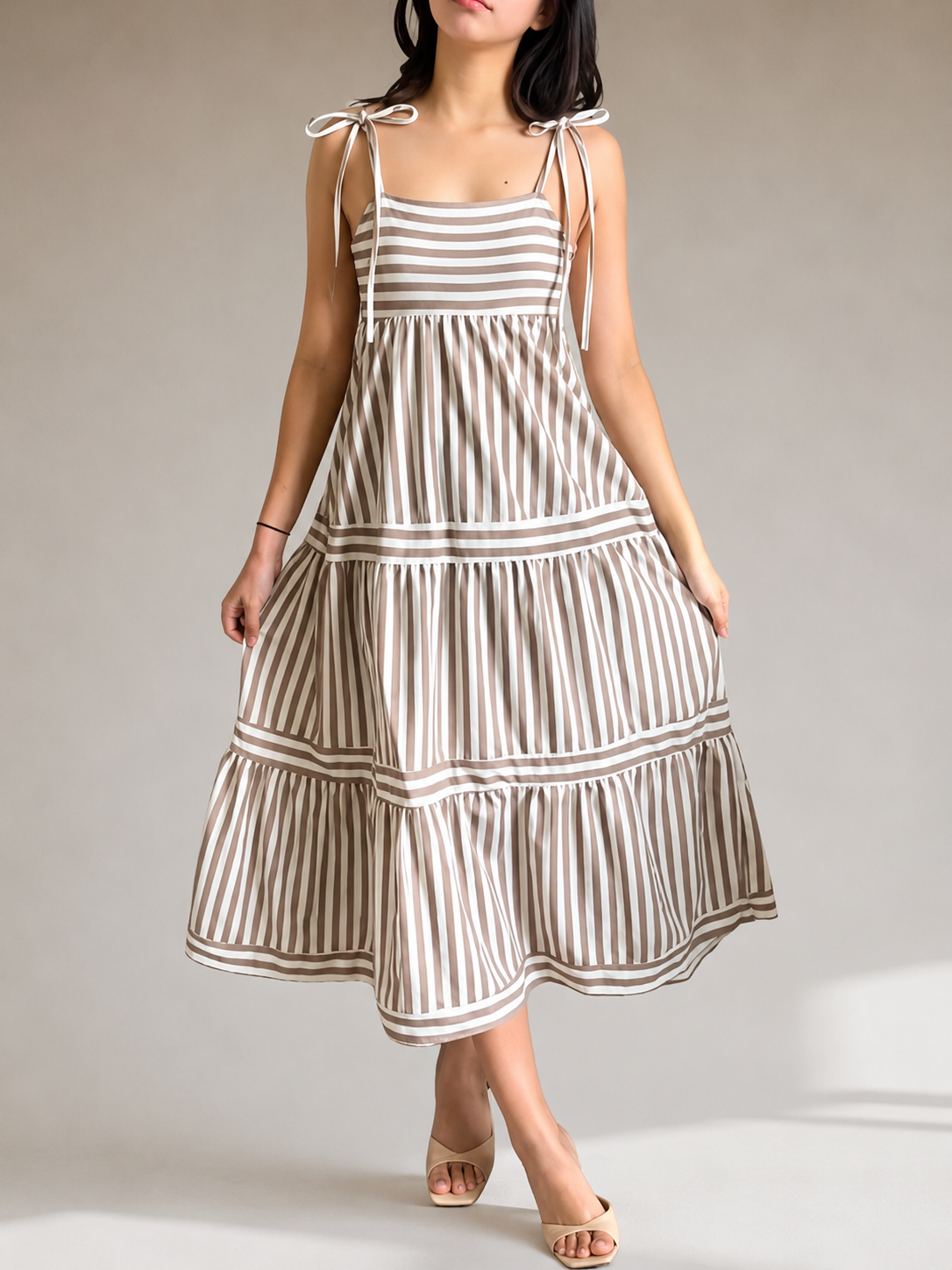 CLASSIC STRIPE TIERED MAXI DRESS